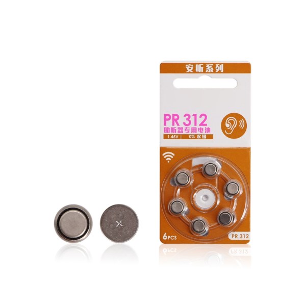 Bärbara PR312 hörapparater batterier med stabil utspänning, 60/30/6 st zink mangan batteri 1,45V knappcell null - 10 cards 60 pieces