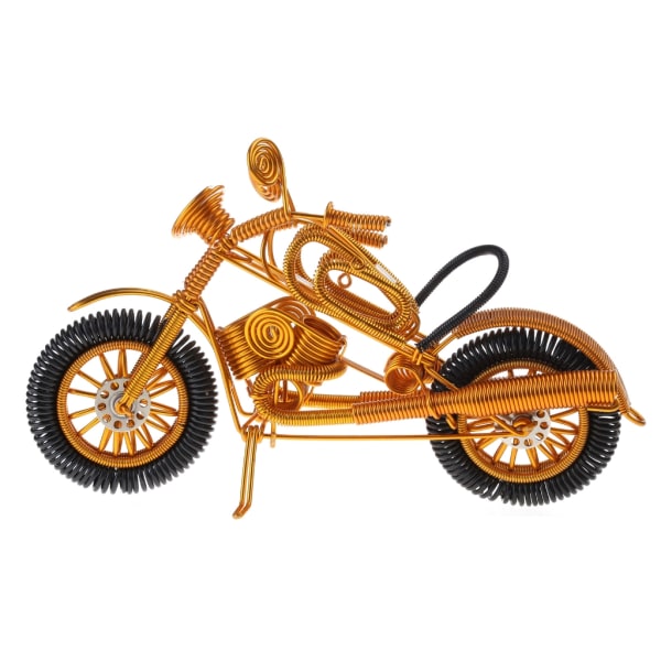 Aluminiumtråd Vävd Motorcykel Skulptur Modell Inflyttning Present Staty Prydnad för Hem Sovrum Kontor Skrivbordsdekor Gold