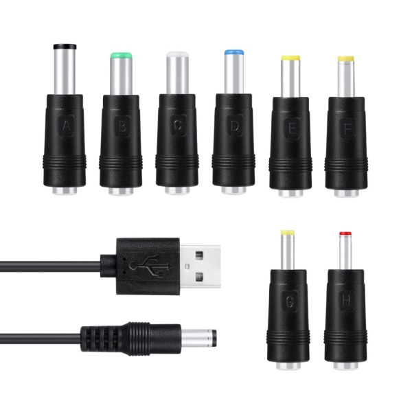 Universal 5V för power USB till för likström 5,5x2,1mm 3,5mm 4,0mm 4,8mm 6,4mm adapter för laddningssladd Passar för väg