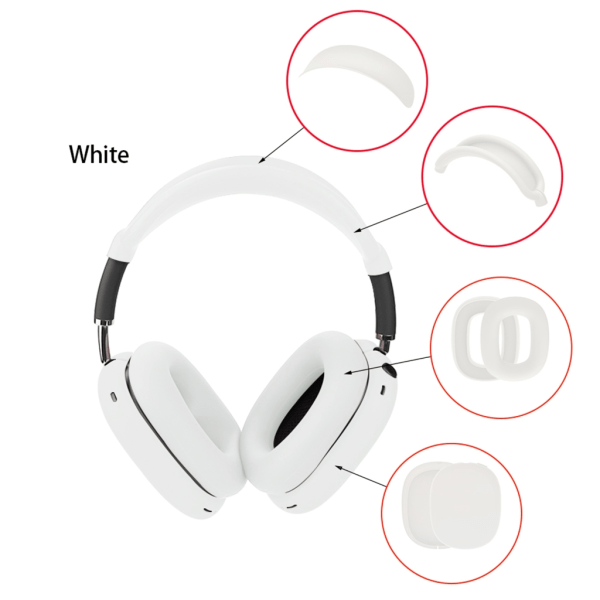 Headset Silikon Öronkuddar Pannband för AirPodsMax hörlurar 360° Fullständigt skydd Black