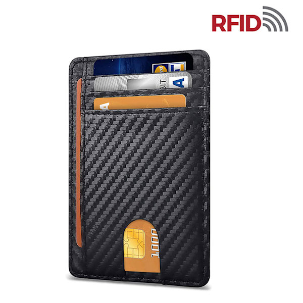 Smal minimalistisk frontficka RFID-blockerande läderplånböcker Present för män kvinnor Black 1