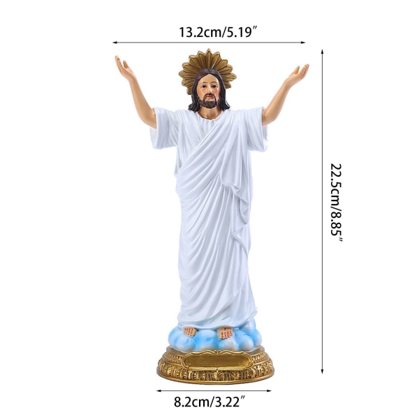 8,86 tum lång Jesusstaty Helig återfödelse Figur Hartsskulptur Kristen religiös gåva Påsk Hemskapelldekoration