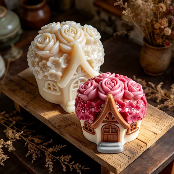 Miniature Rose Blomsterhus Silikoneforme til Håndlavede Lys, Sæber og Desserter