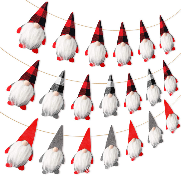 Merry Christmas Gnomes Garland för Banner Pläd Gnome Hängande Flaggor Holiday Party Dekorationer Xmas Ornaments null - 2