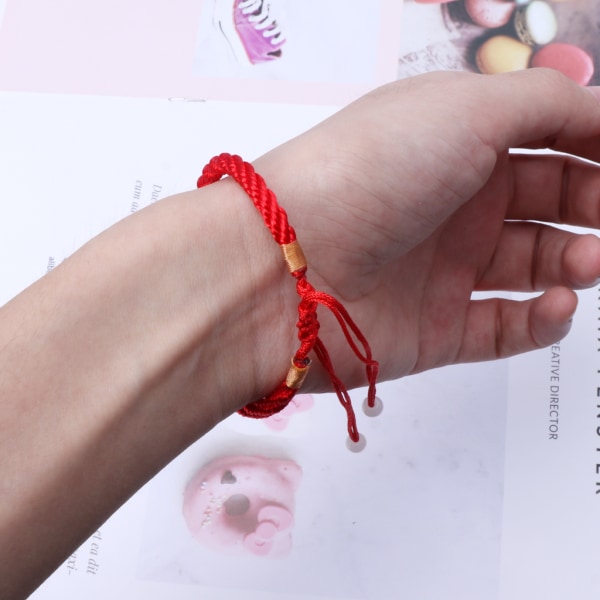 Lucky Red String Armband Kabbalah Amulett för skydd Rött rep för tjej/pojke Red