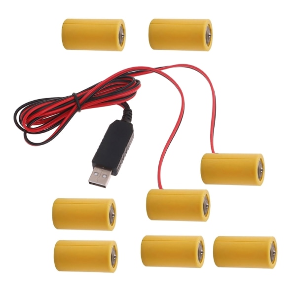 2-i-1 USB Power Converter C Batterieliminatorer Byt ut 4st 1.5VC LR14 batterier för fjärrkontroll LED-lampor