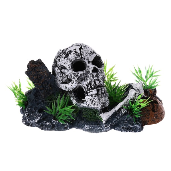 Fisk til tankdekorasjoner Akvarium Hideaway Pirat Skull Cave Fish House Resin Ornament Landskapstilbehør