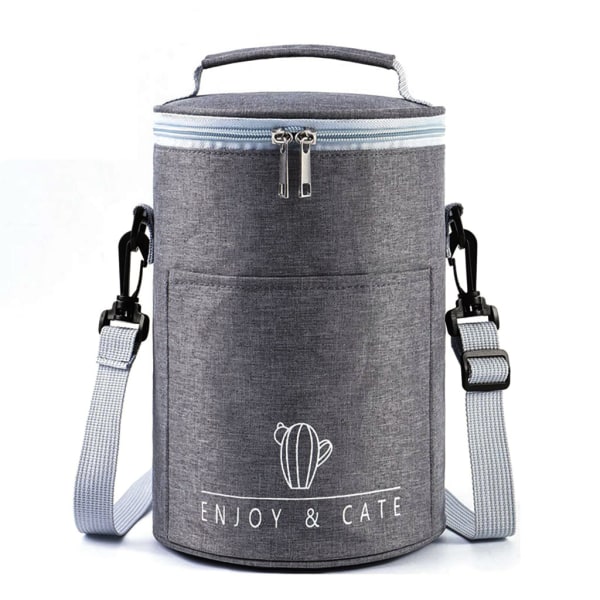 Vattentät Oxford Isolerad Rund Lunchväska Bärbar Cylinder Thermo Bento Bag för Fresh for Carrier Aluminium Cooler Ha