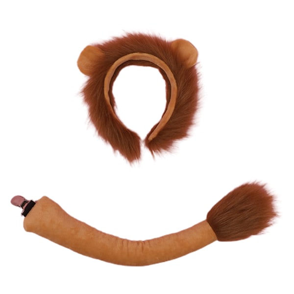 Animal Lion Ears Hodeplagg Halesett Plysj håndlaget kostymesett Anime til Halloween Jul Cosplay tilbehør