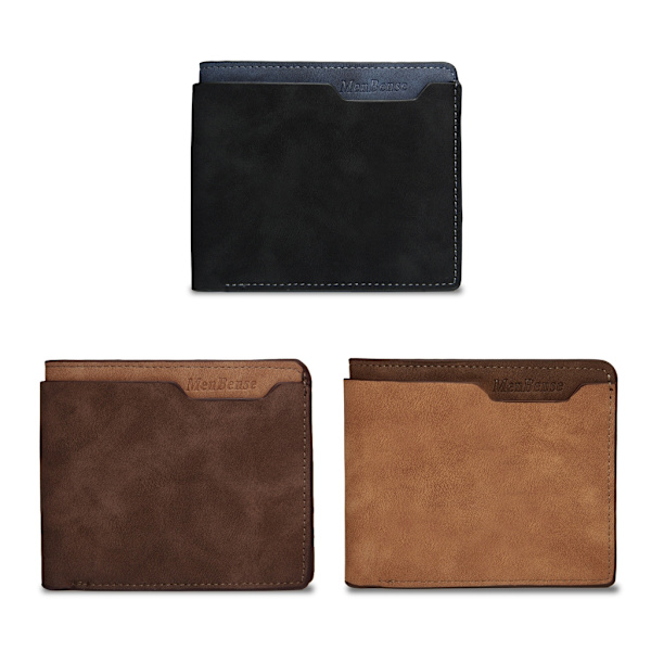 Frostad smal korthållare Multi-Slot Card Case Fickplånbok Retro Trifold-väska Dark brown