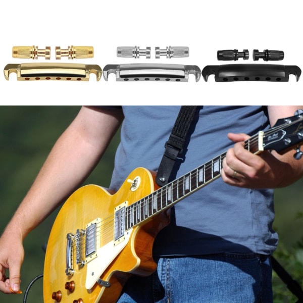 Sæt med 6-strengs gylden elektrisk guitar Tune O-Matic bro stop bar tailpiece Black