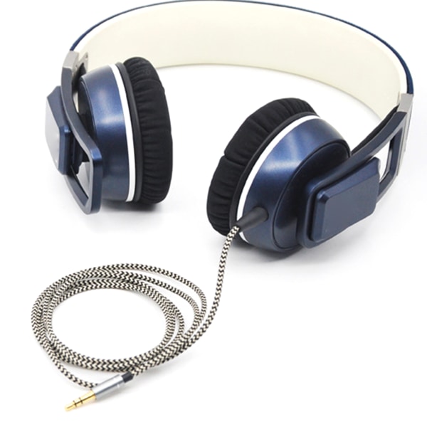 Ersatt hörlurskabel med flätad tråd för Urbanite XL XL Headset Nylon flätad tråd ersatt ljudutrustning Black and white 300mm