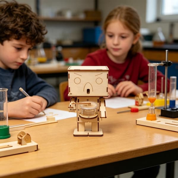 Pedagogisk trehåndverk boblemaskin STEM-leke for barneskoleelever