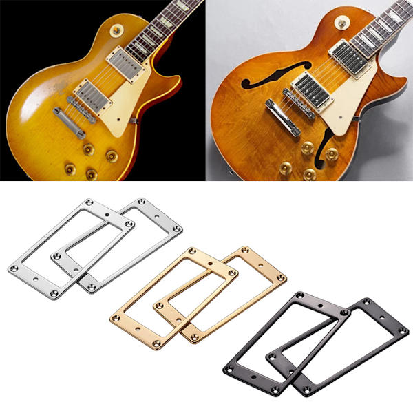 2 st Flat Top Bridge Neck Pickups Cover Frame Elektrisk Gitarr Ersättningsdelar Golden