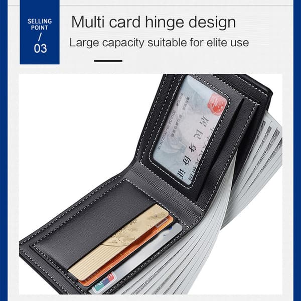 Bifold korttipidike Multi Slot Card Case Taskulompakko PU Kukkaro Käteispidike Black