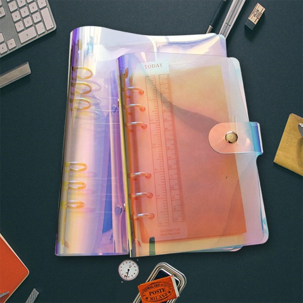 Färgpärmklämma Transparent lösbladsringpärm Bärbar anteckningsbok påfyllningsbar dagbok anteckningsbok Papperspärmar A5/A6/A7 null - A6