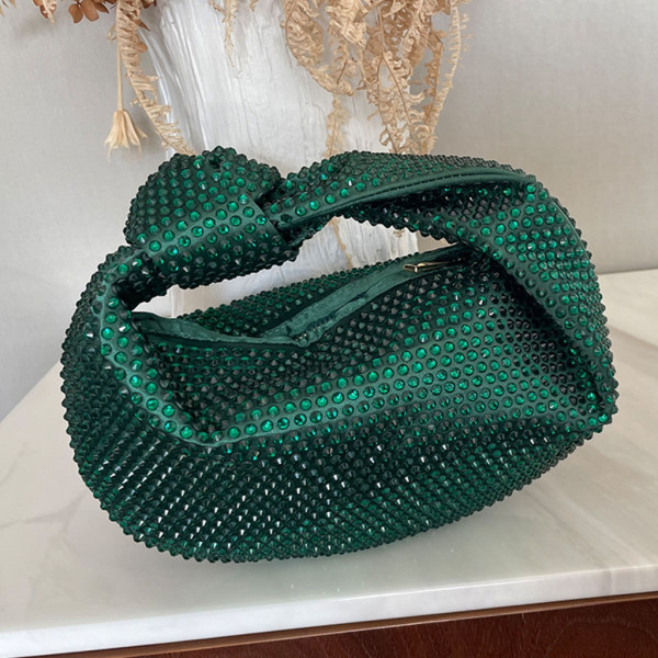 Genanvendelig Luksus Håndtaske Kvinder Mini Knotted Wrist Bag Tote Dinner Evening Bag Green