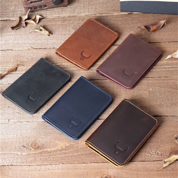 Elegant kompakt kortholder kort lommebok for bankkredittkort Dark brown
