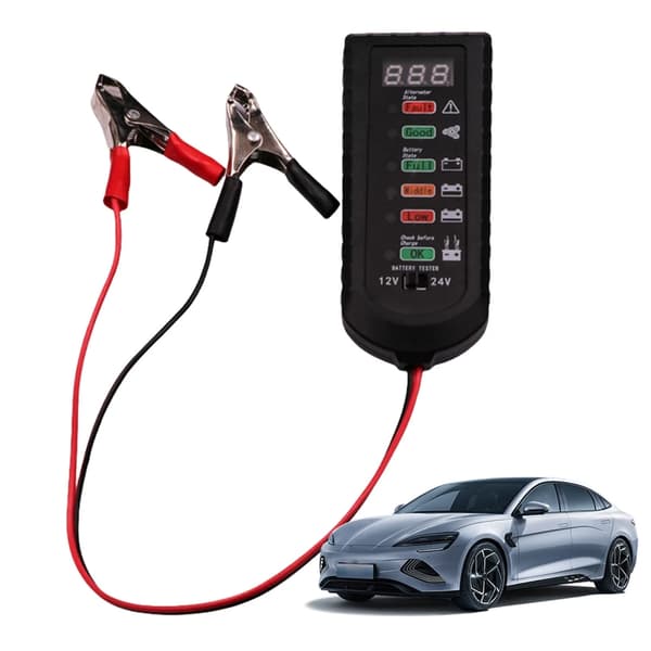 Digital batteritester for 12V 24V-systemer, lett ABS-konstruksjon