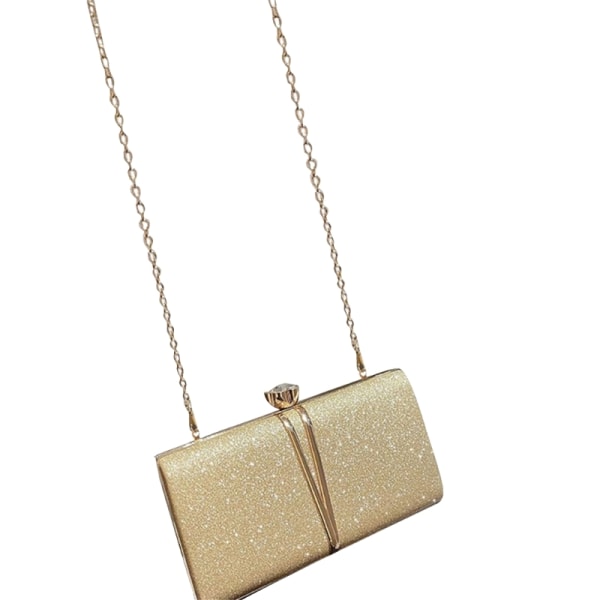 Kveldsveske for kvinner Bryllupsveske Crossbody-veske for kvinner med kjede for bankett Gold