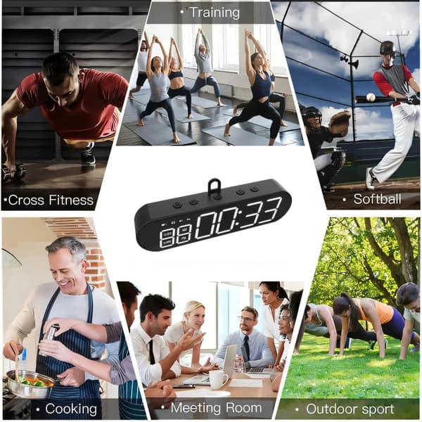 Hem Stoppur Nedräkning/Upp, Tränings Timer Intervallklocka, LED Intervalltimer