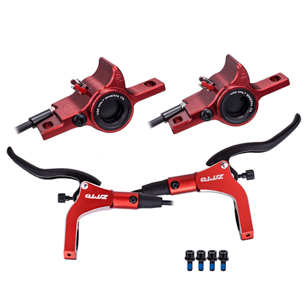 MTB hydrauliske skivebremser foran og bak - sett for terrengsykler Red Brake + Disc