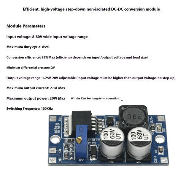 Högströmsspänningsregulator Strömmodul DC8V-80V Ingång För Motor LED