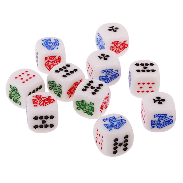 Queen Jack 16mm akryylipokeripelit noppapelit D6 noppapelit White
