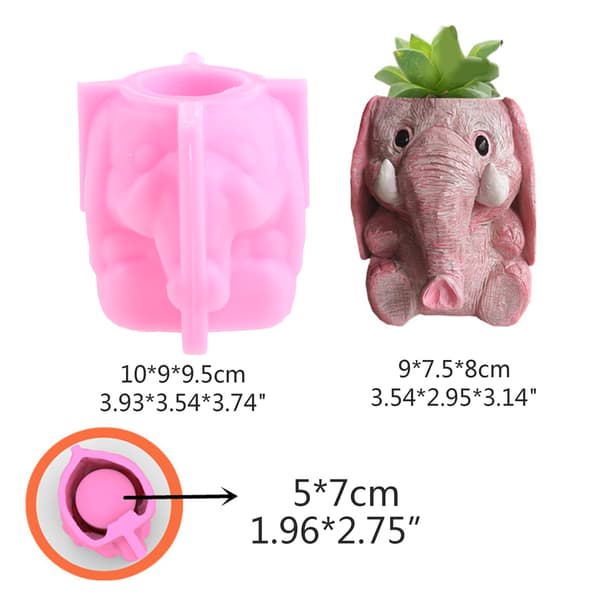 Elephant Flowerpot Penholder UV Epoxy Form Cement Gips Ler Silikone Form