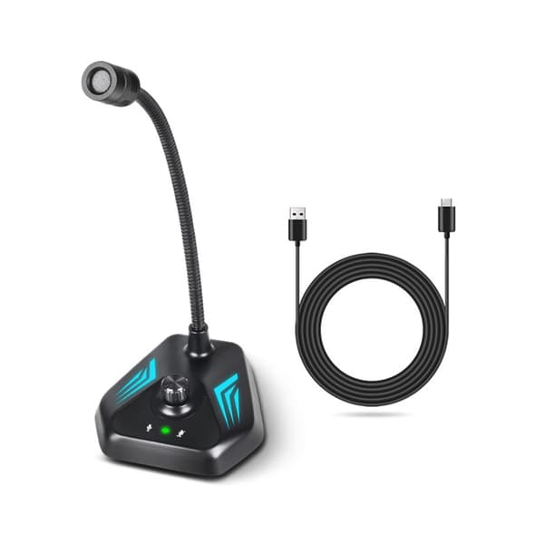 Høysensitiv USB PC-mikrofon med dynamisk lys forbedrer lyden