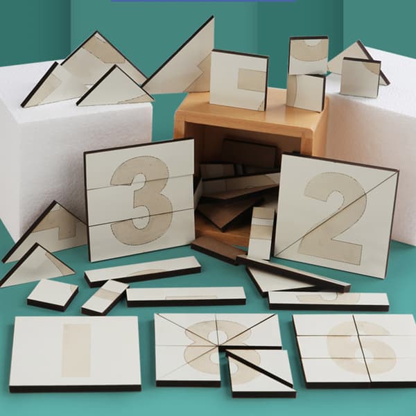 Träskiva Geometrisk Formsortering Matematik Pussel Spel Leksak