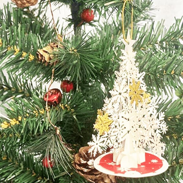 Vintersemester Snöflinga Träd Kort 3D Popup Julkort Nyår