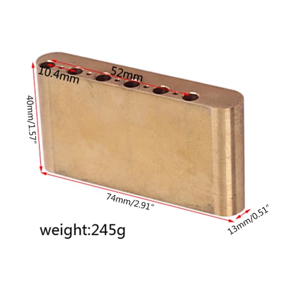 Messing Tremolo-blokk, Single Rock System 74mm Gitartilbehør for Fender