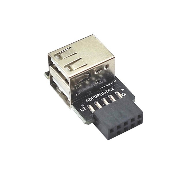 9Pin till 2 Port USB Adapter Connector Riser Internt moderkort 9pin hona