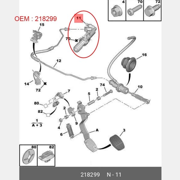 Automotive Clutch System Component 218299 Clutch Slave Cylinder Erstatning