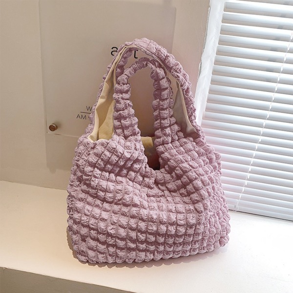 Plisseret Cloud Bag Tote Bag Indkøbstaske Skuldertaske Håndtaske til fødselsdag Hot Pink