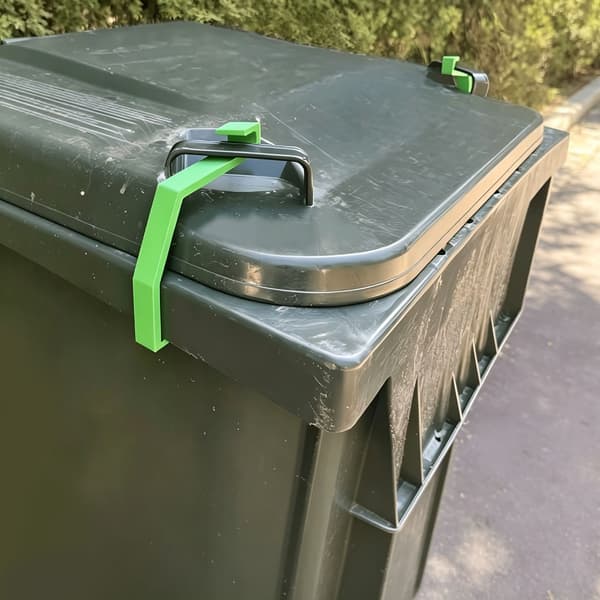 Praktisk plastlocklås för sopkärl Ventilationsklämmekanism