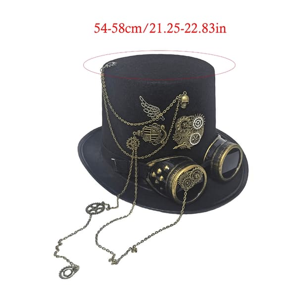 Hodeplagg i industriell stil med Steampunks urverksvingeaksenter