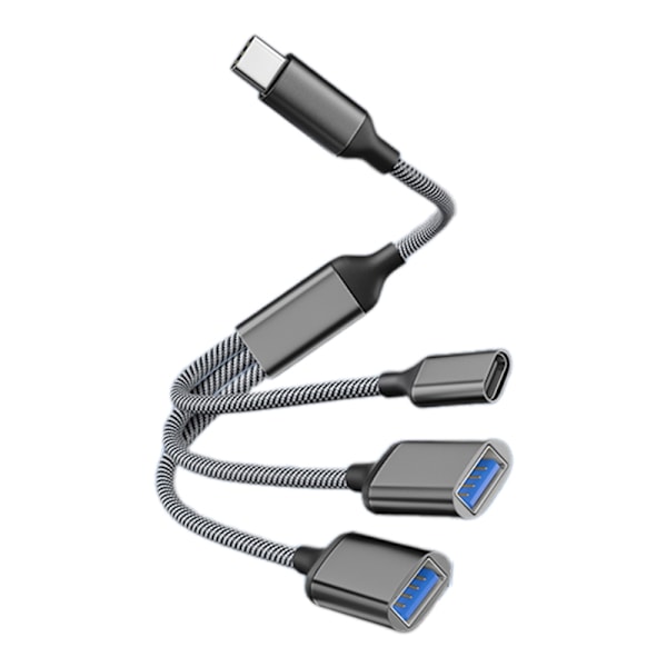 C-tyypin sovitinkaapeli, 1 urostyyppinen C-2 USB ja 1 TypeC-naaras-jatkojohto