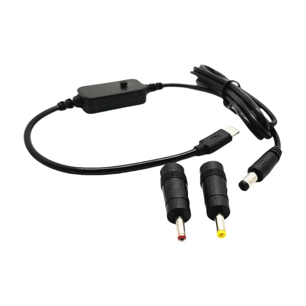 5V 9V 12V 15V 20V USB C til 5.5x2.1mm Kabel Med 2 Utskiftbare Adaptere