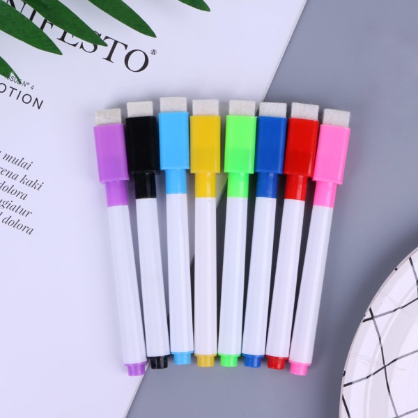 1 set magnetisk whiteboardpenna Raderbar markör Kontorsskolatillbehör 8 färger