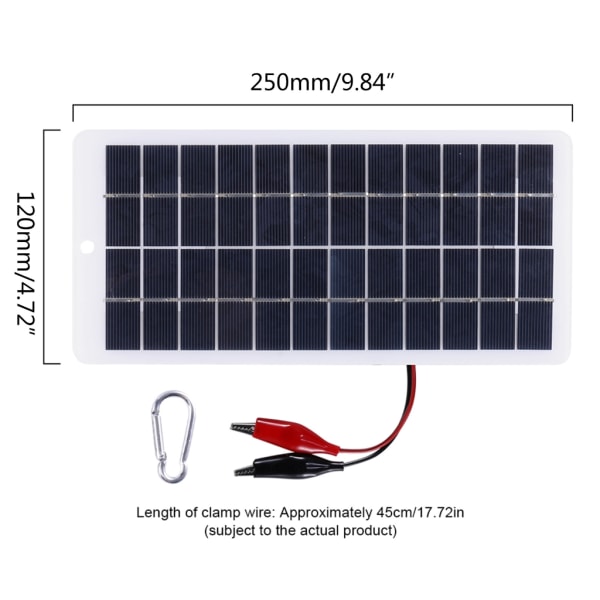Solpanel 10W 12V polysilikonepoxipaneler Bärbar solcell DIY 250x120mm för 9-12V batteriladdning för utomhusbruk
