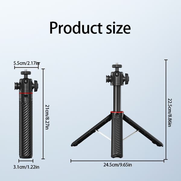 Daglig kamerastativgreb med 1/4\" montering og foldbar skrivebordsbase