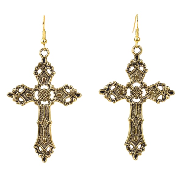 Korsformade legeringsörhängen Gothic Unika Cross Drop Dingle Örhängen Långa örhängen Smycken Örhängen Present för kvinnor Flickor Gold