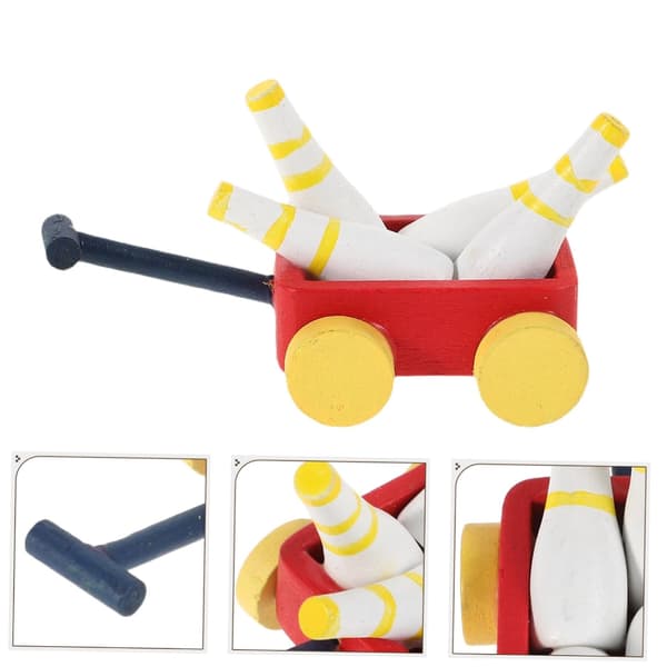 Delikata miniatyrdockhus Bowling Pushcart Trämodell Perfekt som present