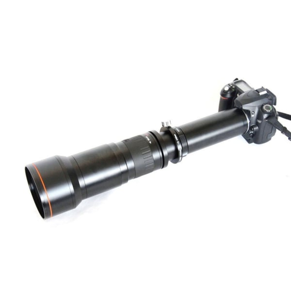 Stor bländare 650-1300 mm F8.0-F16 teleobjektiv med T2-fästeadapter Ring- och linsförvaringsficka för DSLR-kameror null - FOR Nikon White