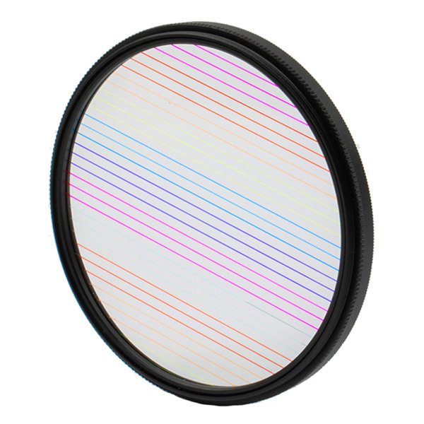 Regnbue-/blå stribeeffektfilter-77/82 mm cirkulært linse børstet flarefilter