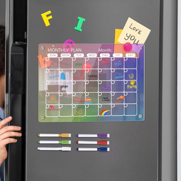 Magnetisk kalender Whiteboard Kylskåp Veckomånadsplanerare Kalender för kök Inköpslista Att göra-lista null - HCTYU383 large