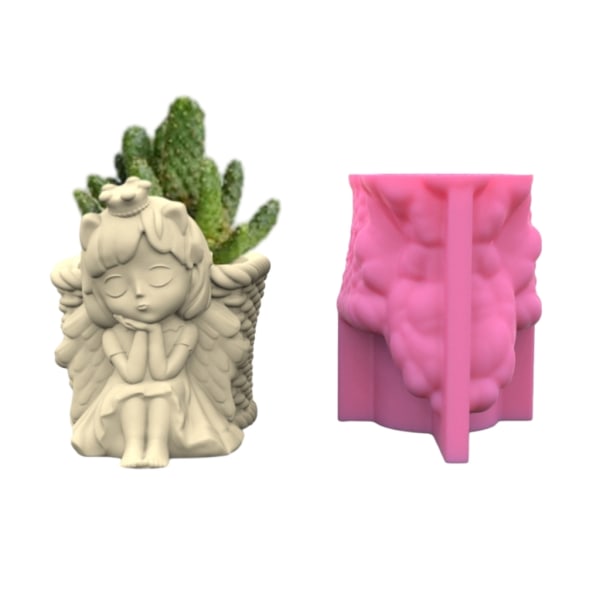 Blomkruka Form Betong Cement 3D Angel Girl Mould Molds Mould Epoxihartsform