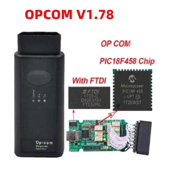 OBD2 Opcom for-Opel V1.70 V1.78 V1.99 Scan Tool PIC18f458 Chip OBD2 OPCOM  bildiagnostikskanner för Opel Flash Firmware null - V1.78 0c46, null -  V1.78, 0.14